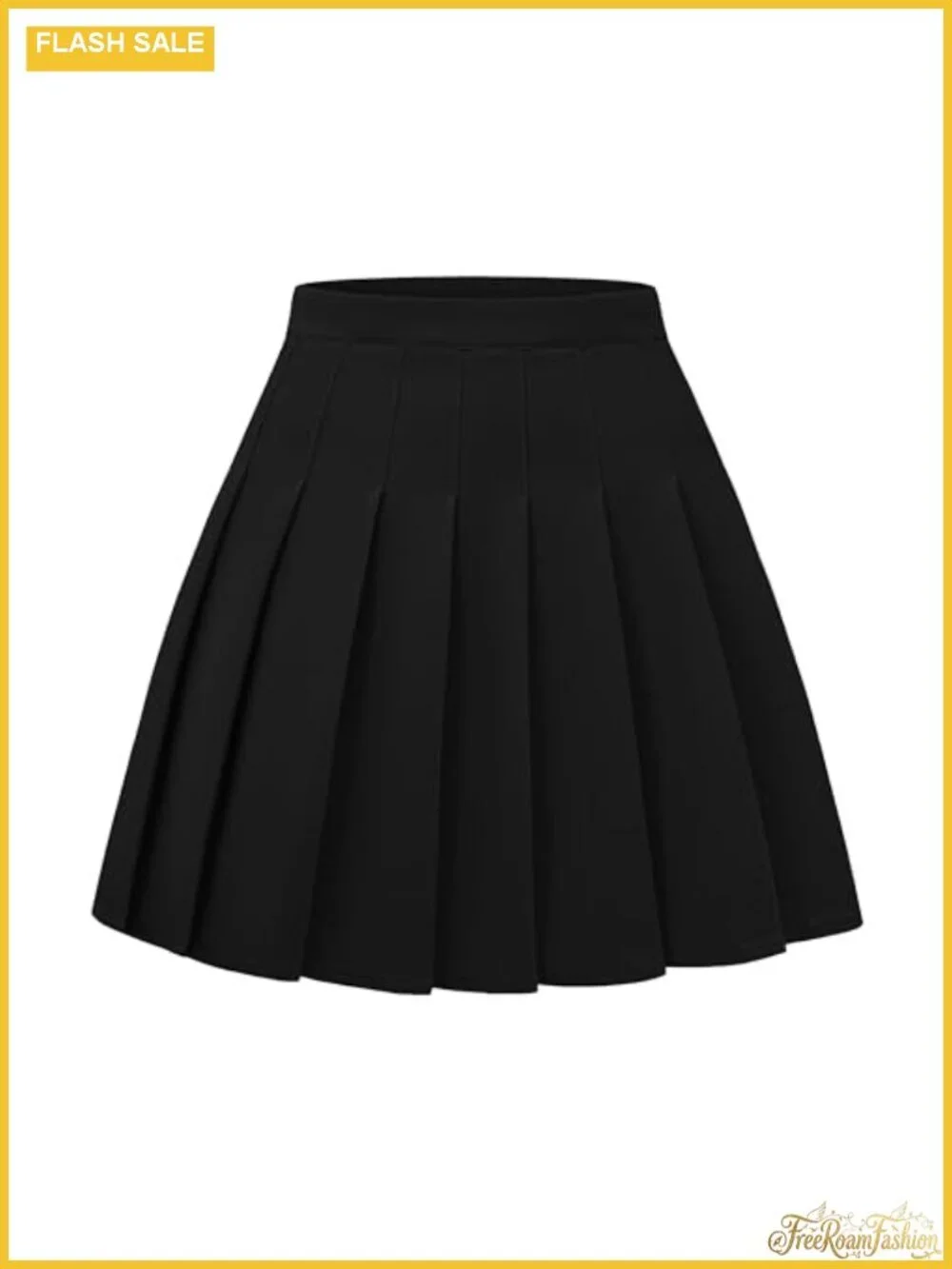 Pleated A-Line Mini Skater Skirt Stretchy Elastic Waist School Uniform